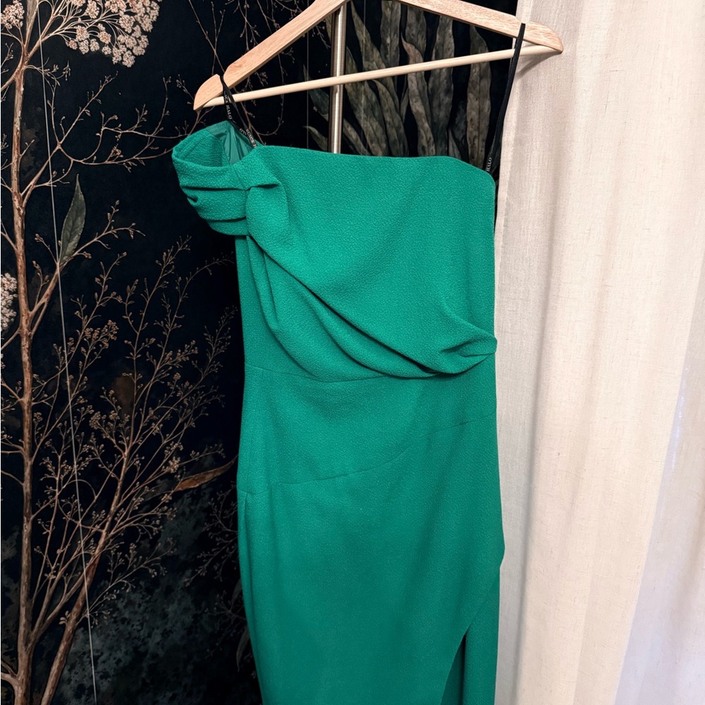 Black Halo Vibrant Green One-Shoulder Dress